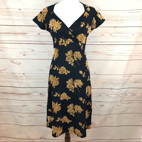 Modcloth Dresses & Skirts - Louie et Lucie Retro Velvet Floral Surplice Dress